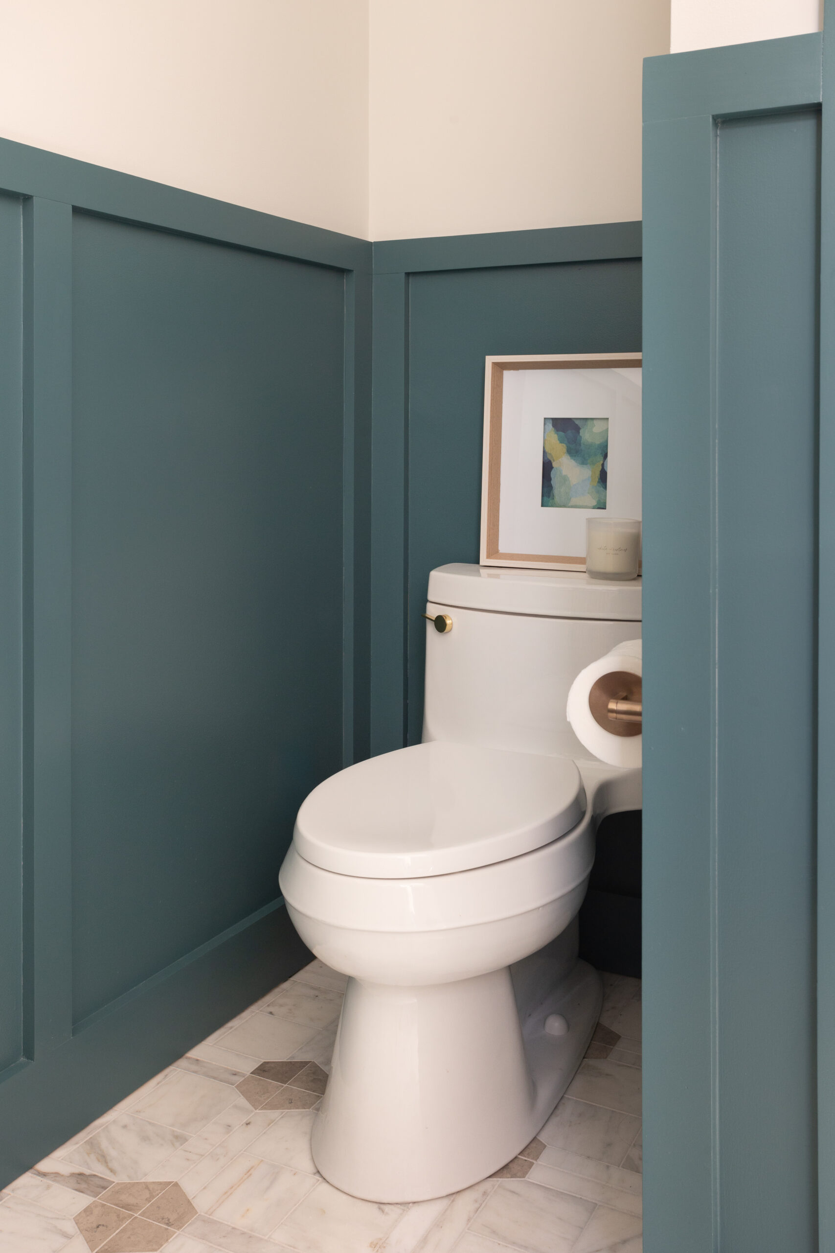 Teal Color‑Drenched Powder Room