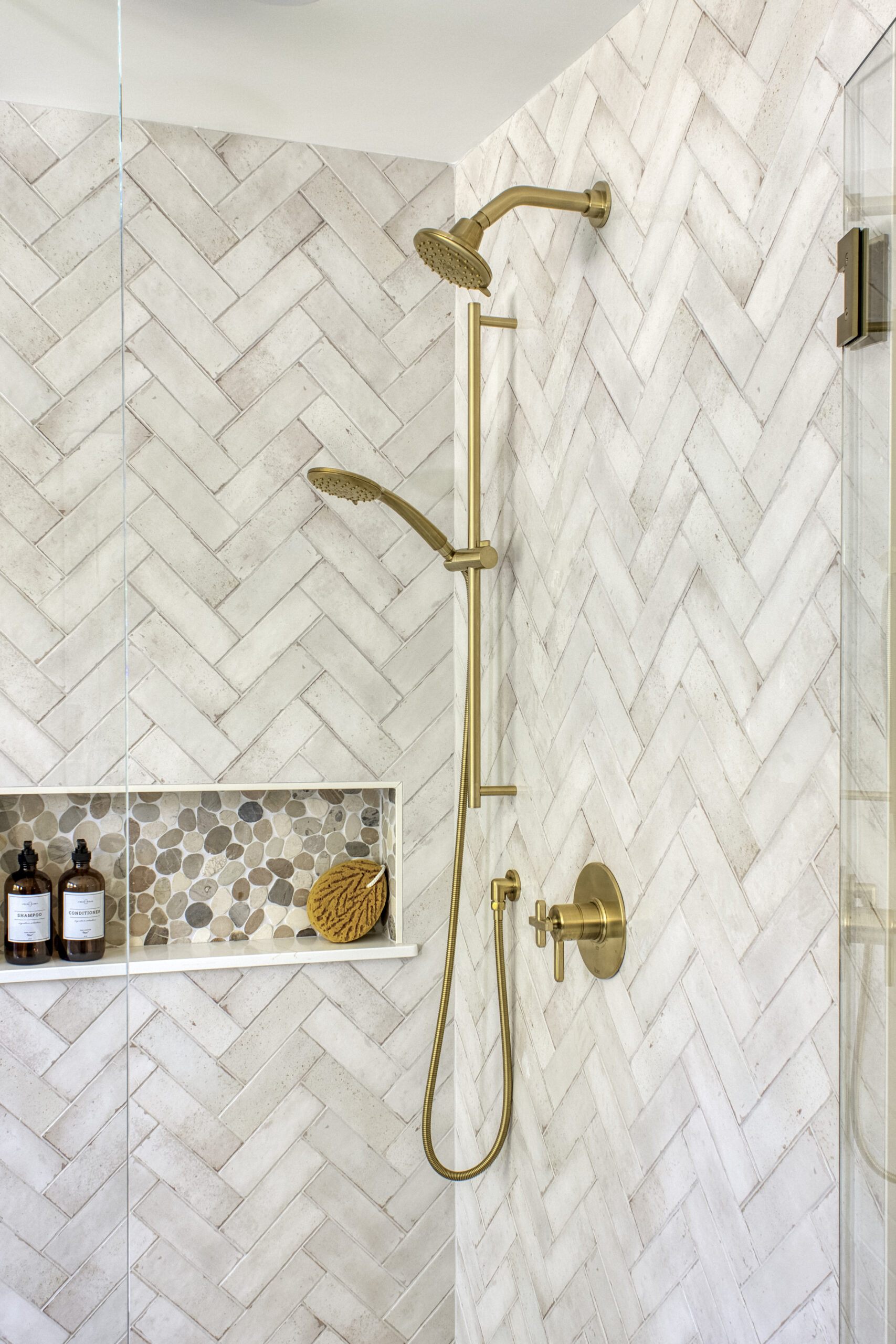 Soft Gray & Brass Bath Remodel