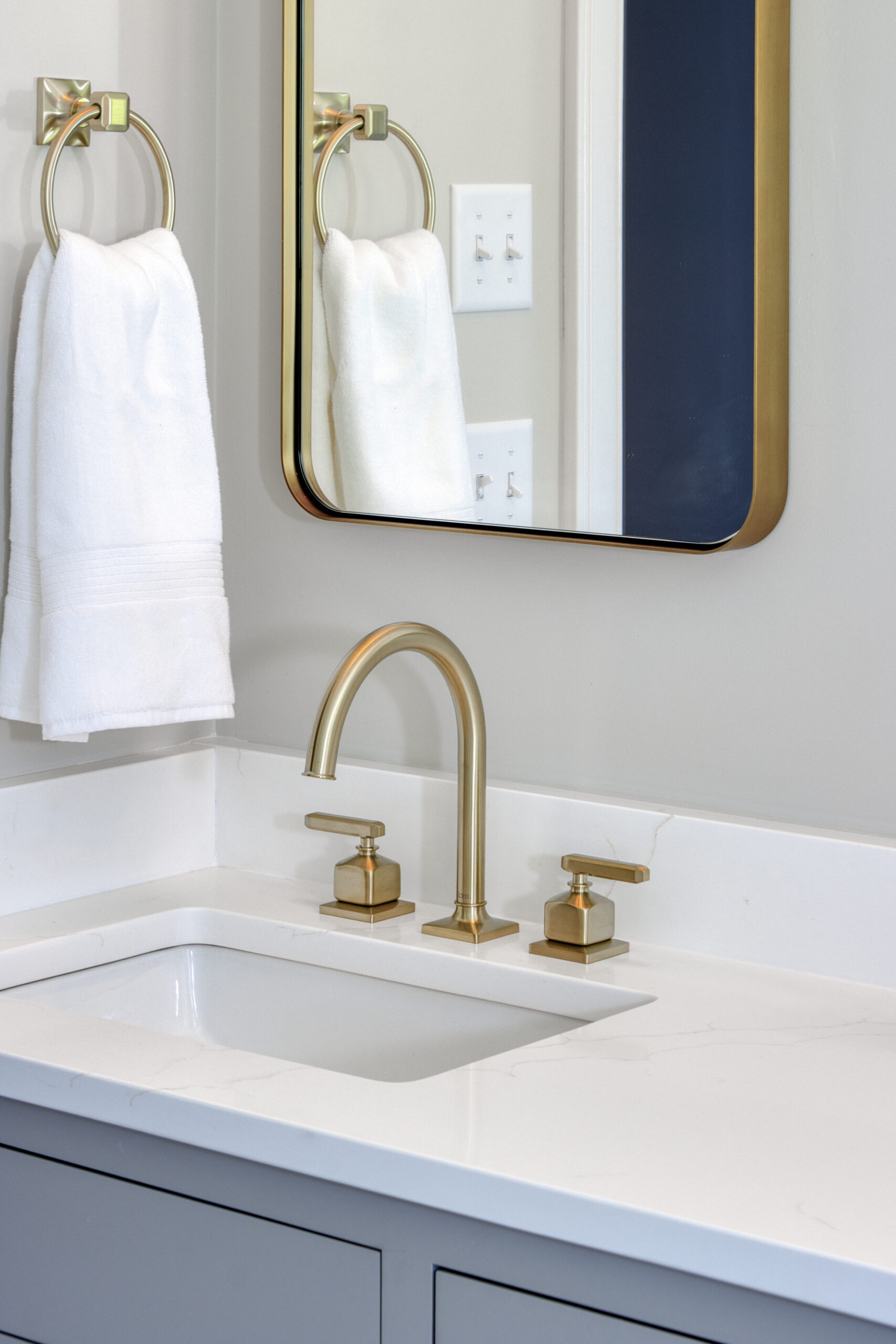 Soft Gray & Brass Bath Remodel