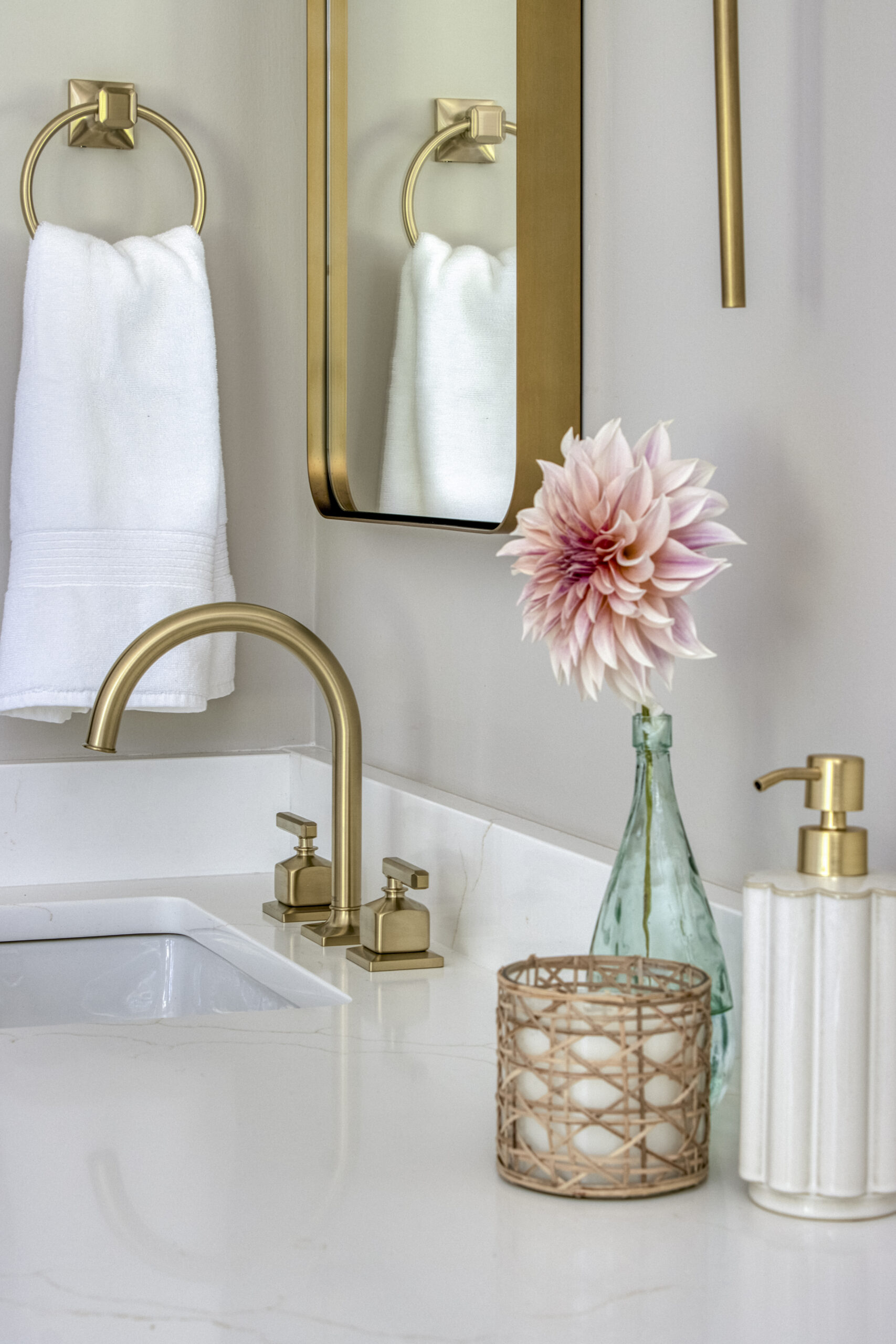 Soft Gray & Brass Bath Remodel