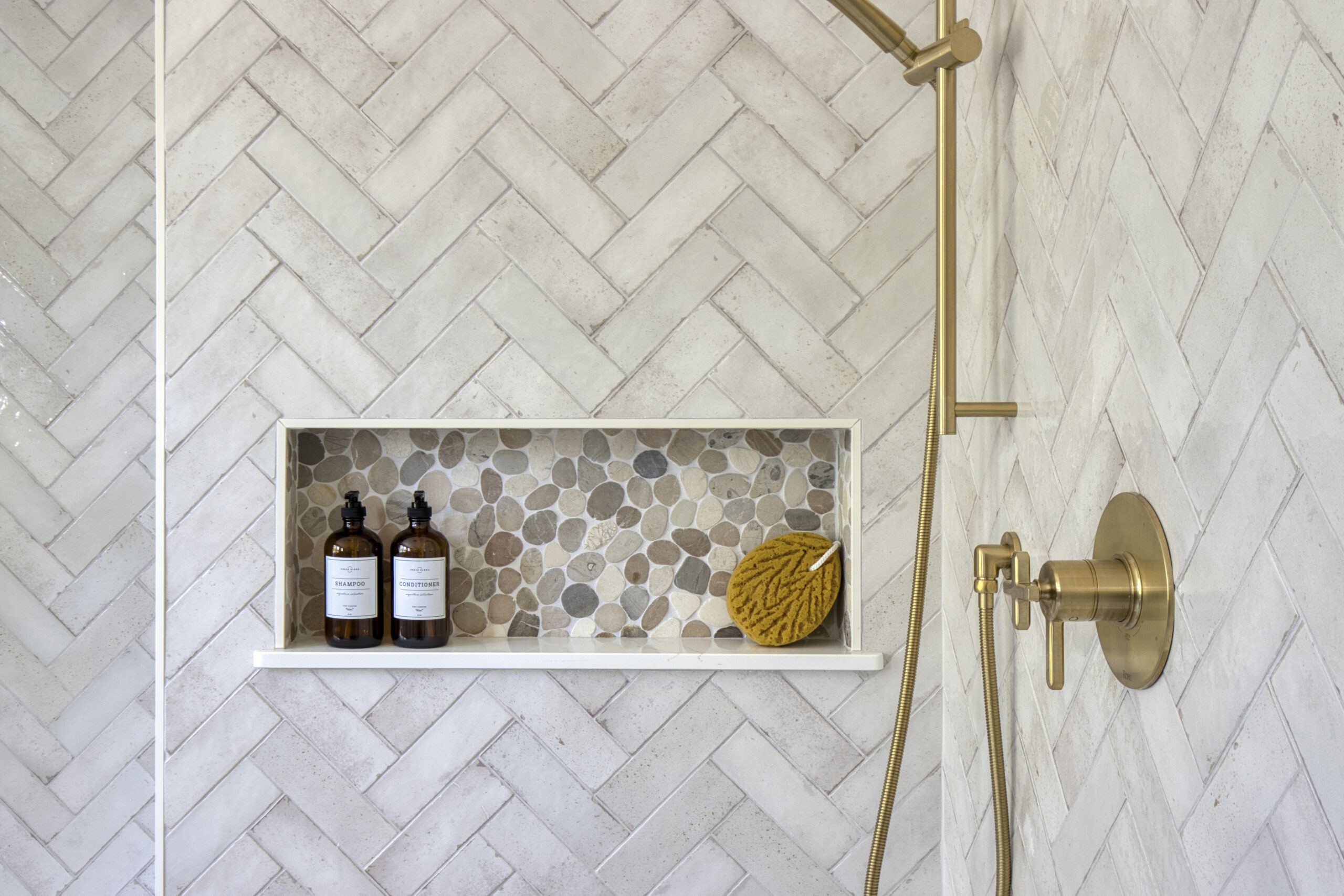 Soft Gray & Brass Bath Remodel